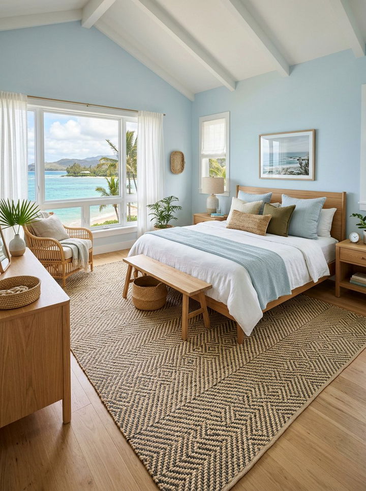 Hawaiian Woven Seagrass Rug - 30 Hawaiian bedroom ideas