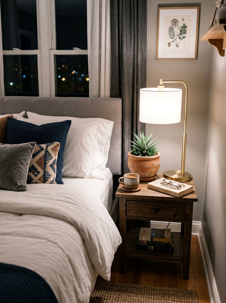 Haworthia nightstand setup - 30 bedroom succulents