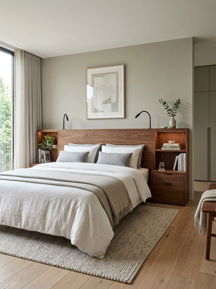 Headboard Shelf Storage - 30 bedroom hidden storage ideas