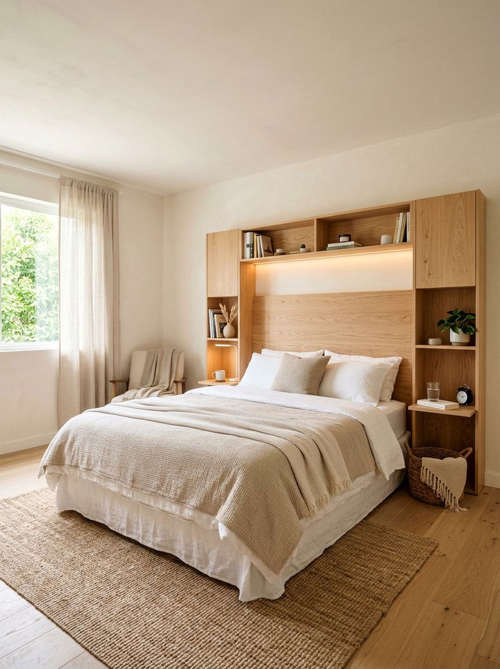 Headboard Storage - 30 bedroom vertical storage ideas