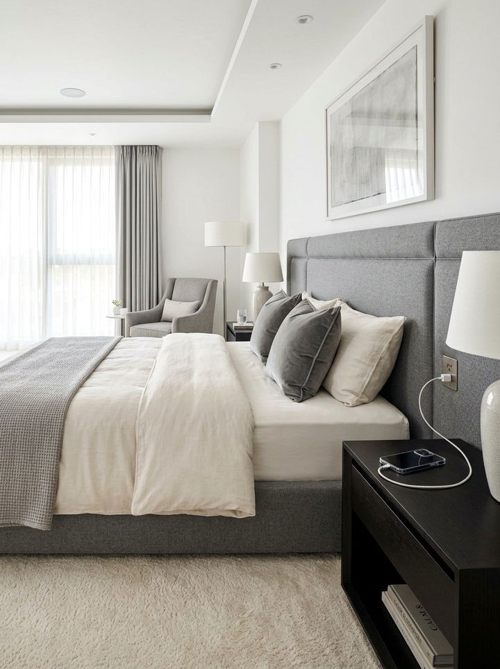 Headboard With Built In Outlet - 30 bedroom phone chargers