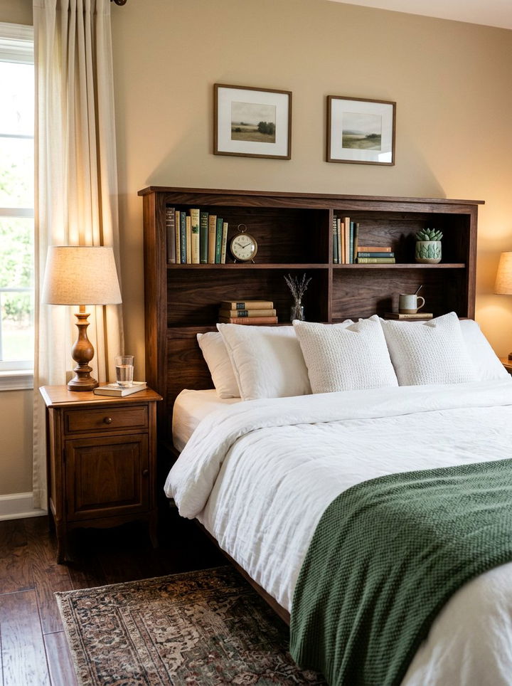 Headboard With Shelves - 30 bedroom compact furniture ideas