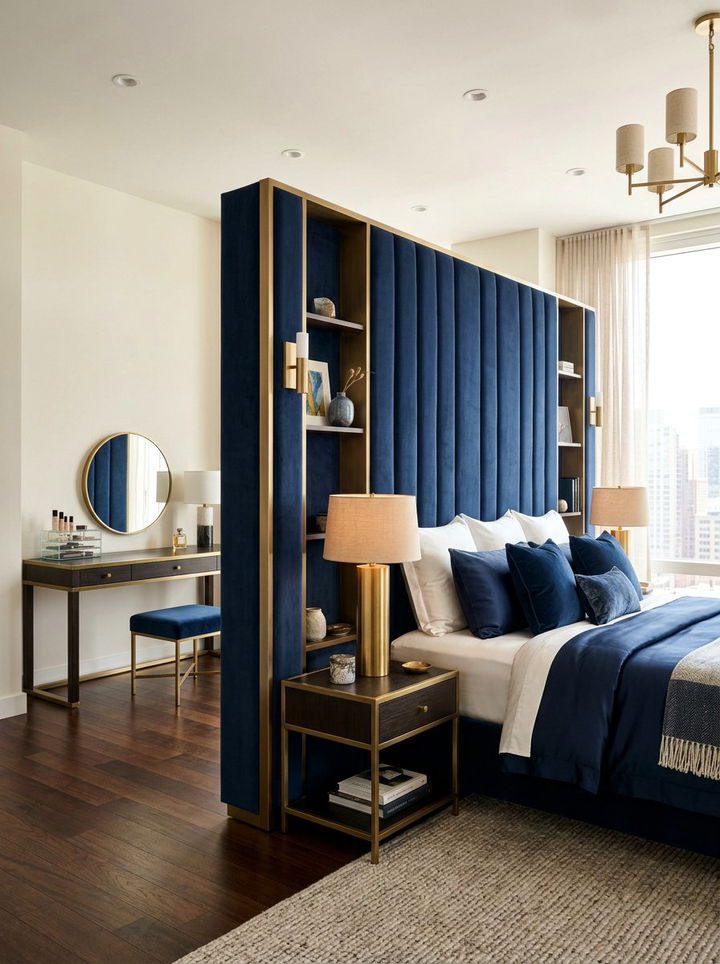 Headboard room divider - 30 bedroom divider ideas