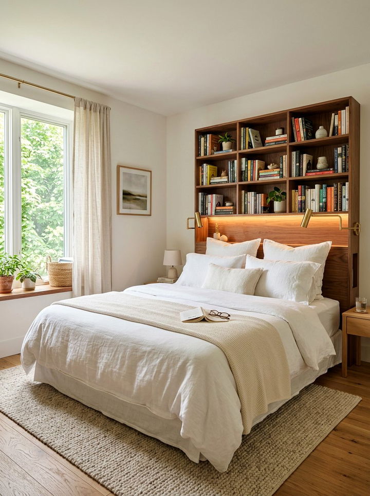 Headboard storage - 30 bedroom book displays