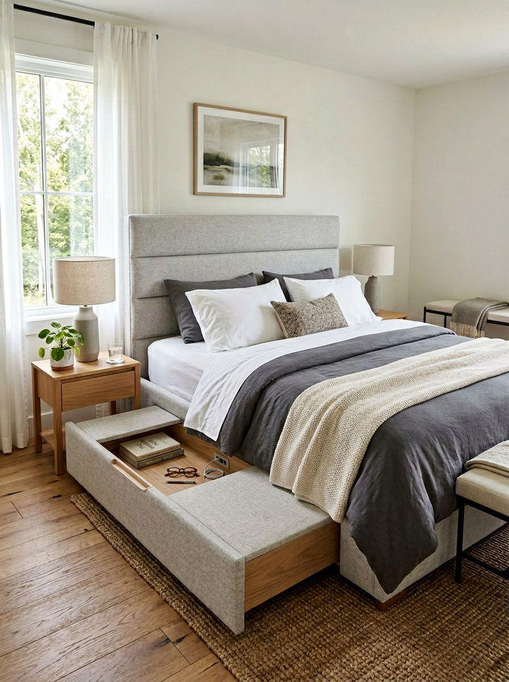 Headboard with hidden storage - 30 bedroom convertible furniture ideas