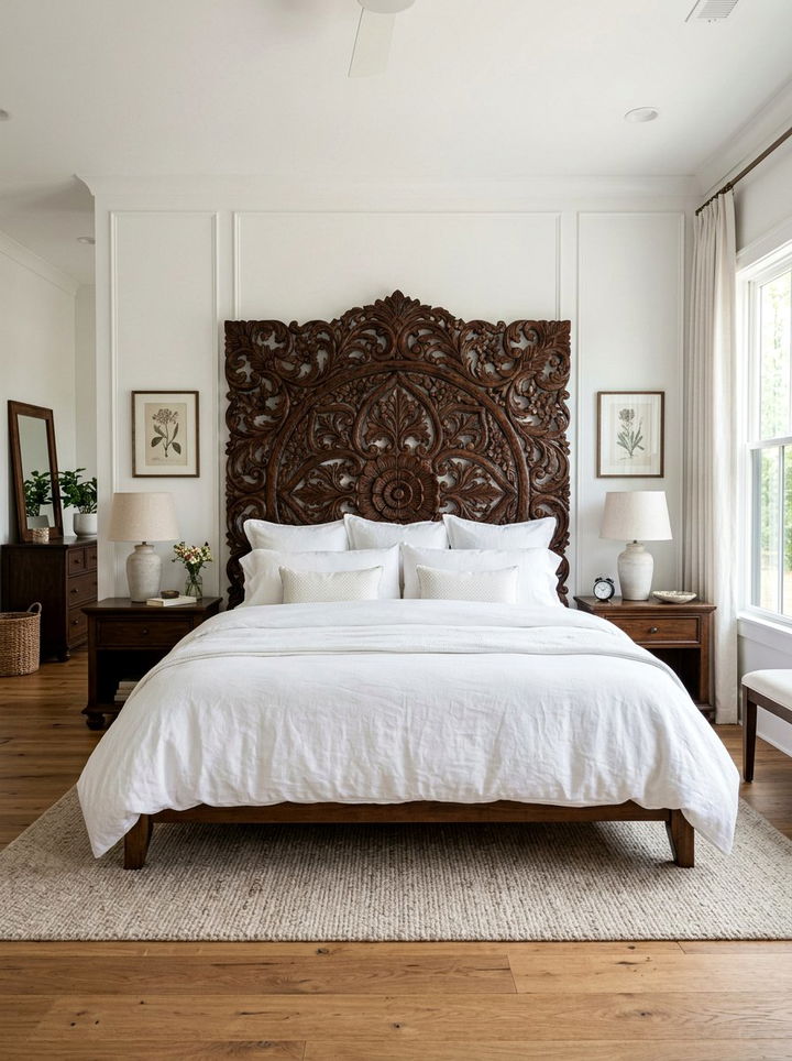Heavy Carved Headboard - 30 Spanish bedroom ideas
