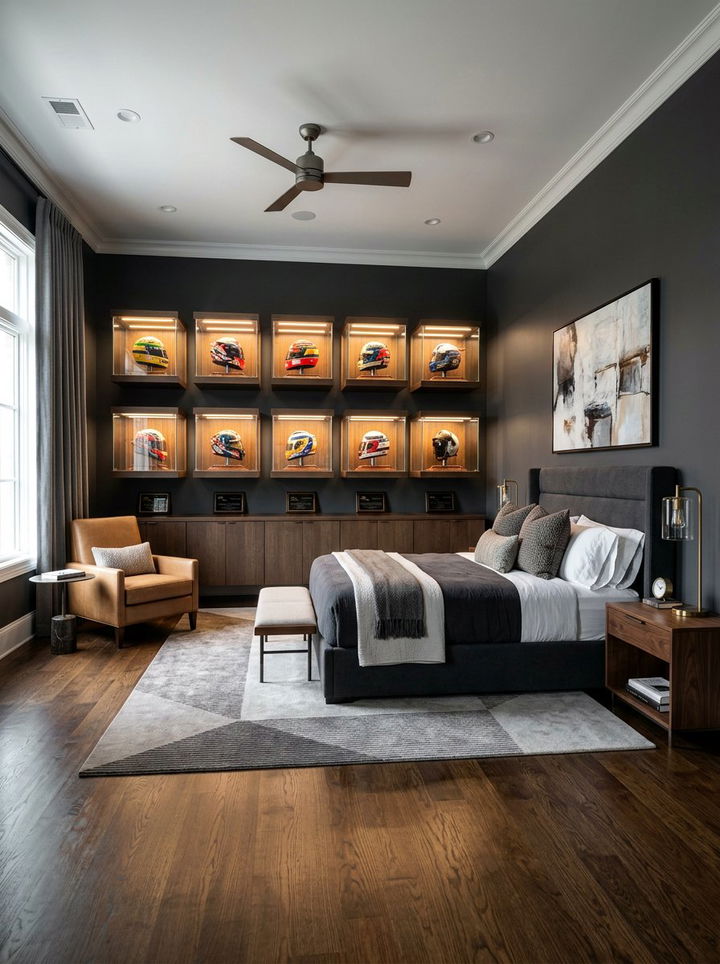 Helmet Display Case - 30 football bedroom ideas