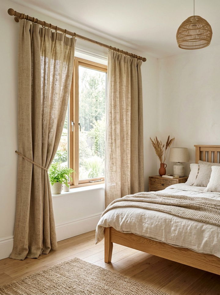 Hemp Curtains - 30 natural bedroom ideas