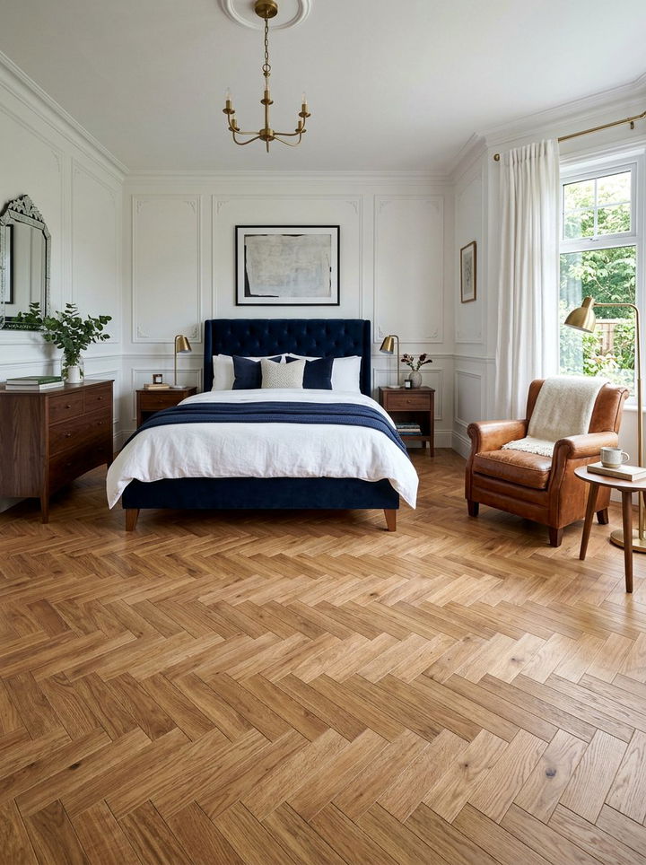 Herringbone Layout - 30 bedroom tile designs