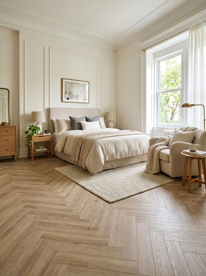 Herringbone Pattern Tile - 30 bedroom tile ideas