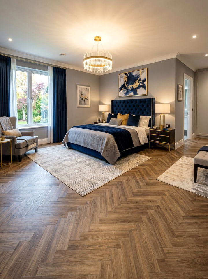 Herringbone Pattern Vinyl - 30 bedroom vinyl flooring ideas