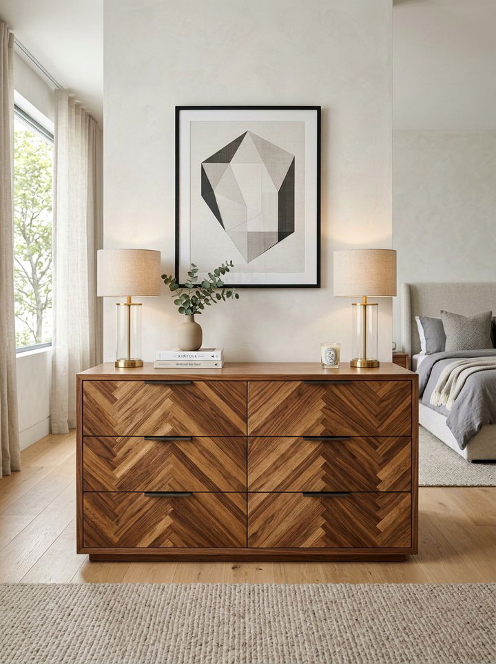 Herringbone Pattern Wood Dresser - 30 bedroom wood dressers