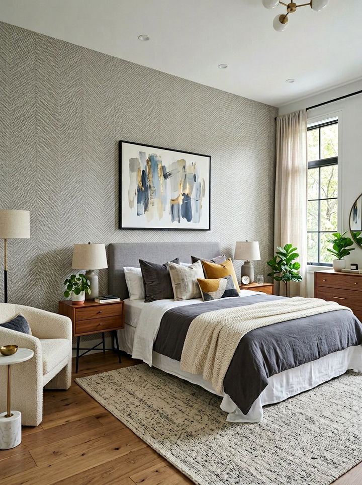 Herringbone Wallpaper For Bedroom - 30 bedroom herringbone wall ideas