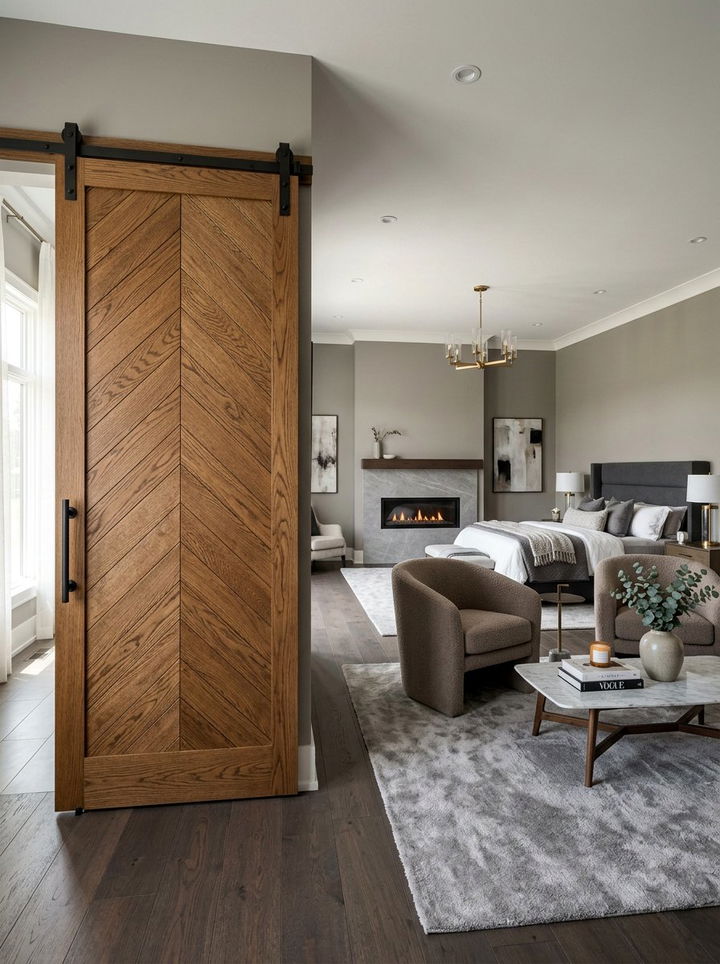 Herringbone Wood Barn Door - 30 bedroom barn doors