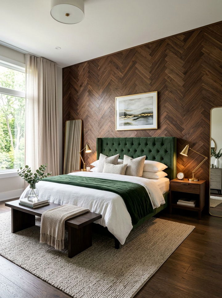 Herringbone Wood Wall - 30 bedroom textured walls