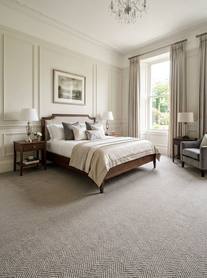 Herringbone bedroom carpet - 30 bedroom carpet ideas