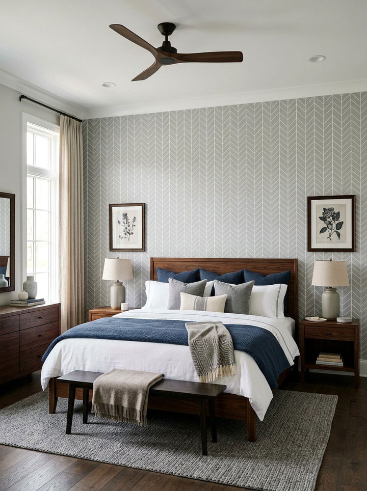 Herringbone pattern bedroom wallpaper - 30 bedroom wallpaper ideas