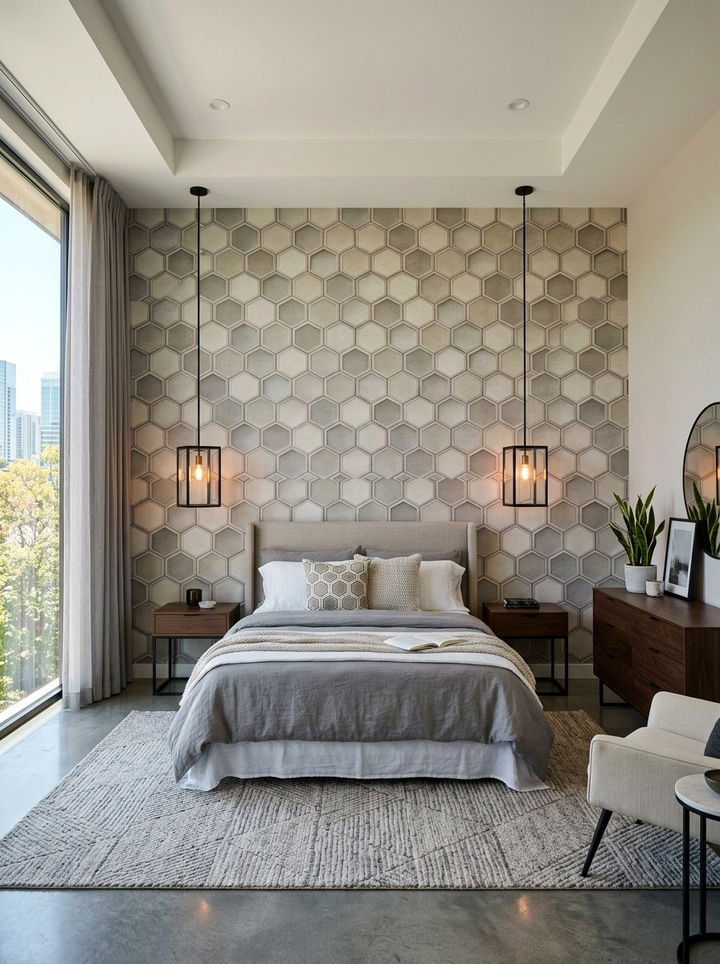 Hexagon Pattern Wallpaper Bedroom - 30 bedroom geometric wallpapers