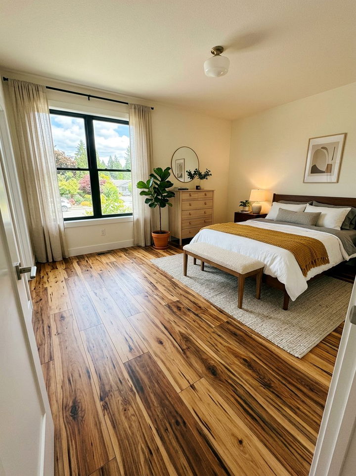 Hickory Wood Vinyl Plank - 30 bedroom vinyl flooring ideas