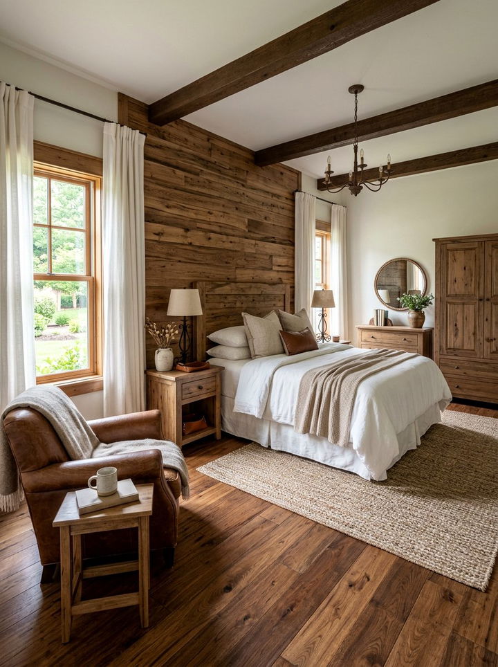 Hickory and Chiffon White - 30 brown and white bedroom color combo