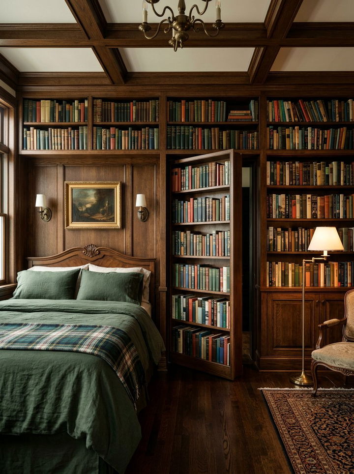 Hidden Bookshelf Door - 30 bedroom shelving ideas