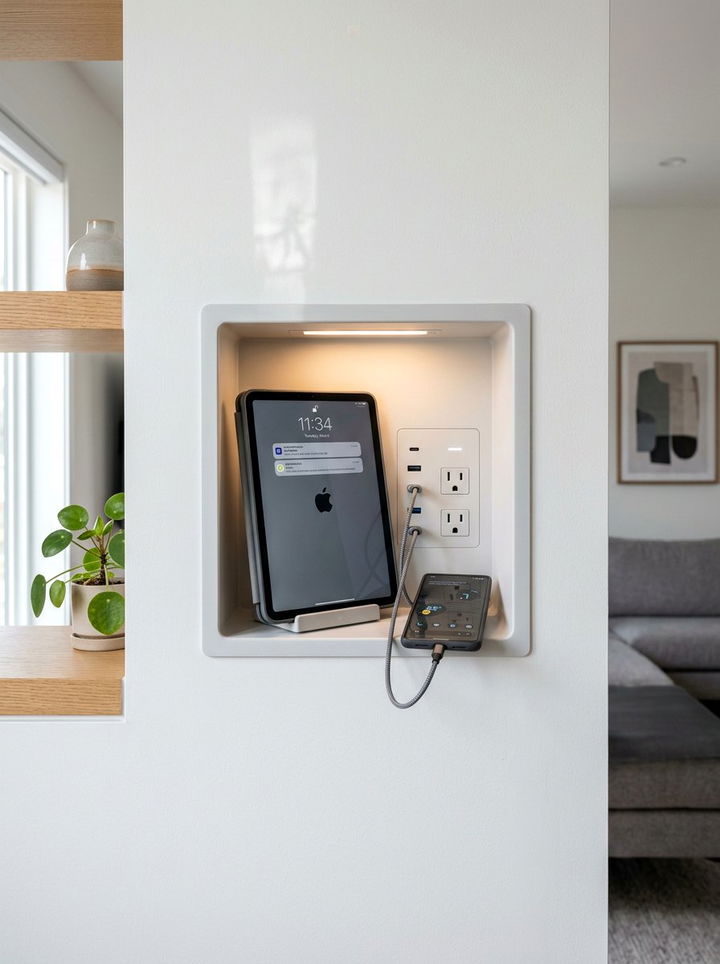 Hidden Charging Wall Niche - 30 bedroom wall niches
