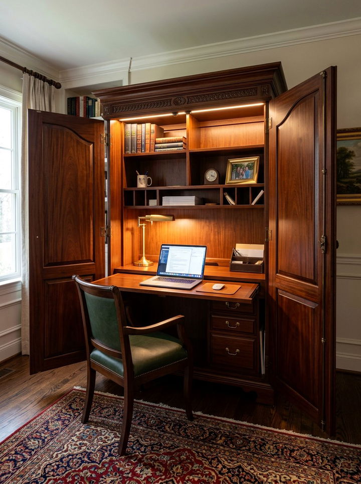 Hidden Desk Cabinet - 30 bedroom study desk ideas