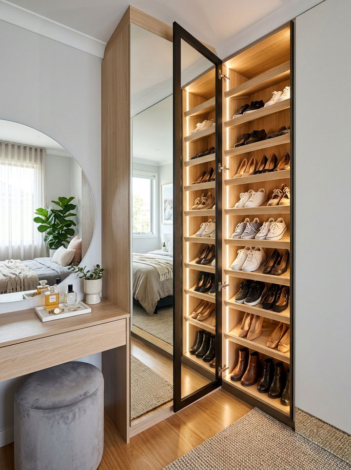 Hidden Door Shoe Rack - 30 bedroom hidden storage ideas