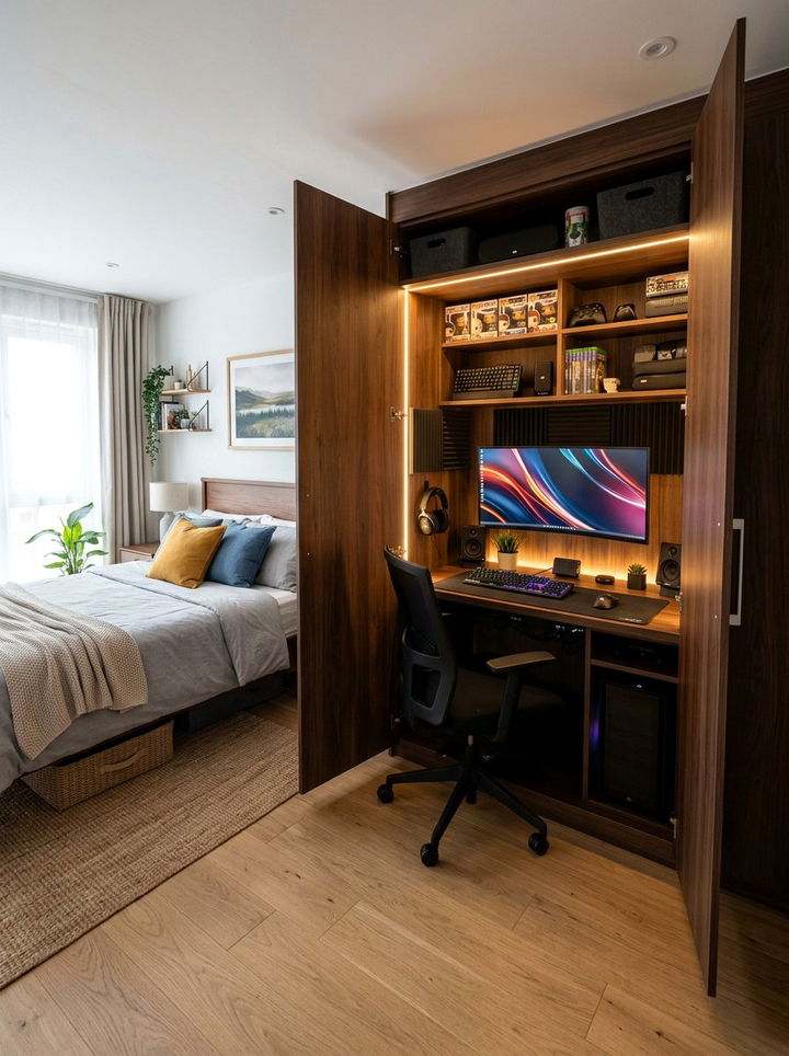 Hidden Gaming Desk Bedroom - 30 gamer setup bedroom ideas