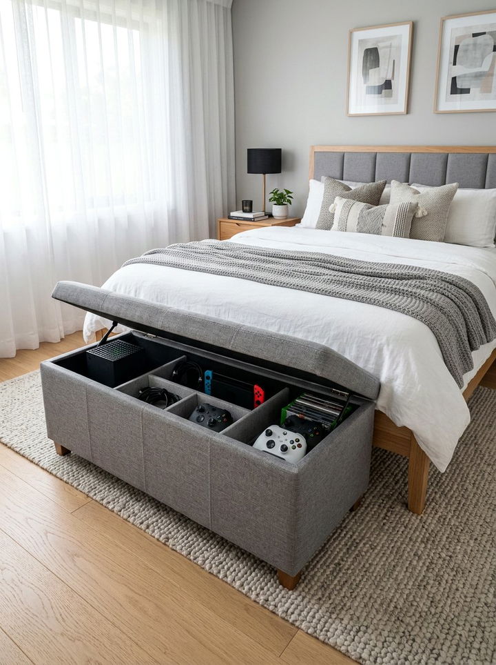 Hidden Gaming Storage - 30 video game bedroom ideas