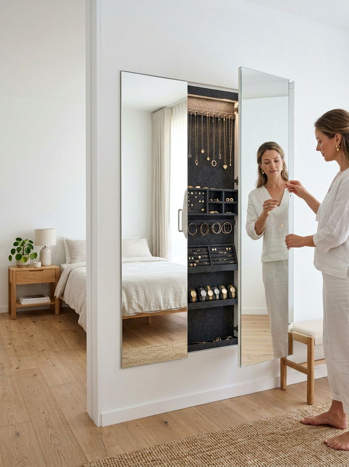 Hidden Jewelry Cabinet - 30 bedroom niche ideas