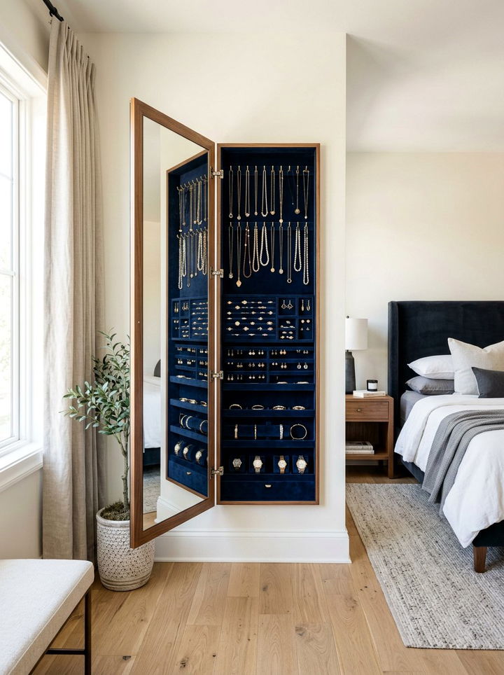 Hidden Jewelry Cabinet - 30 bedroom concealed storage ideas