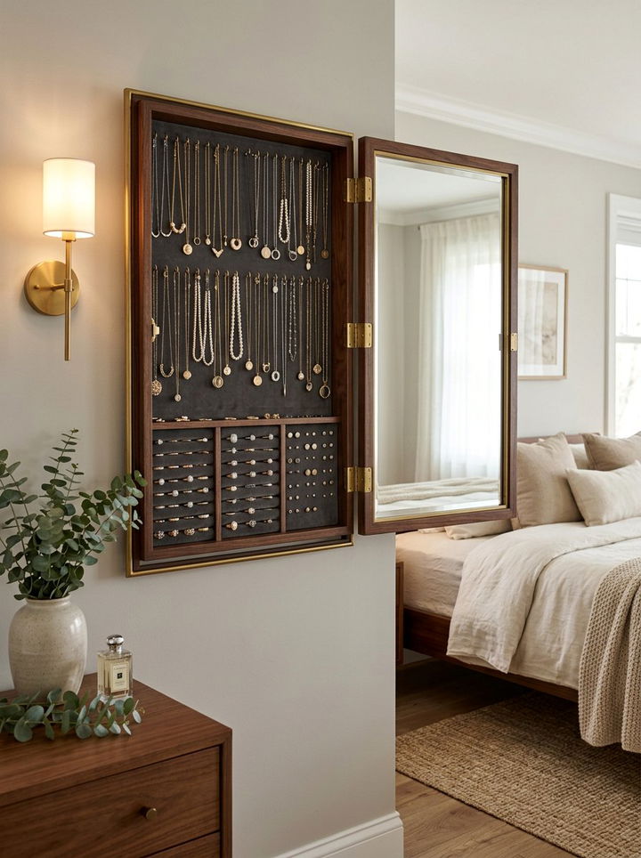Hidden Jewelry Organizer - 30 bedroom storage ideas