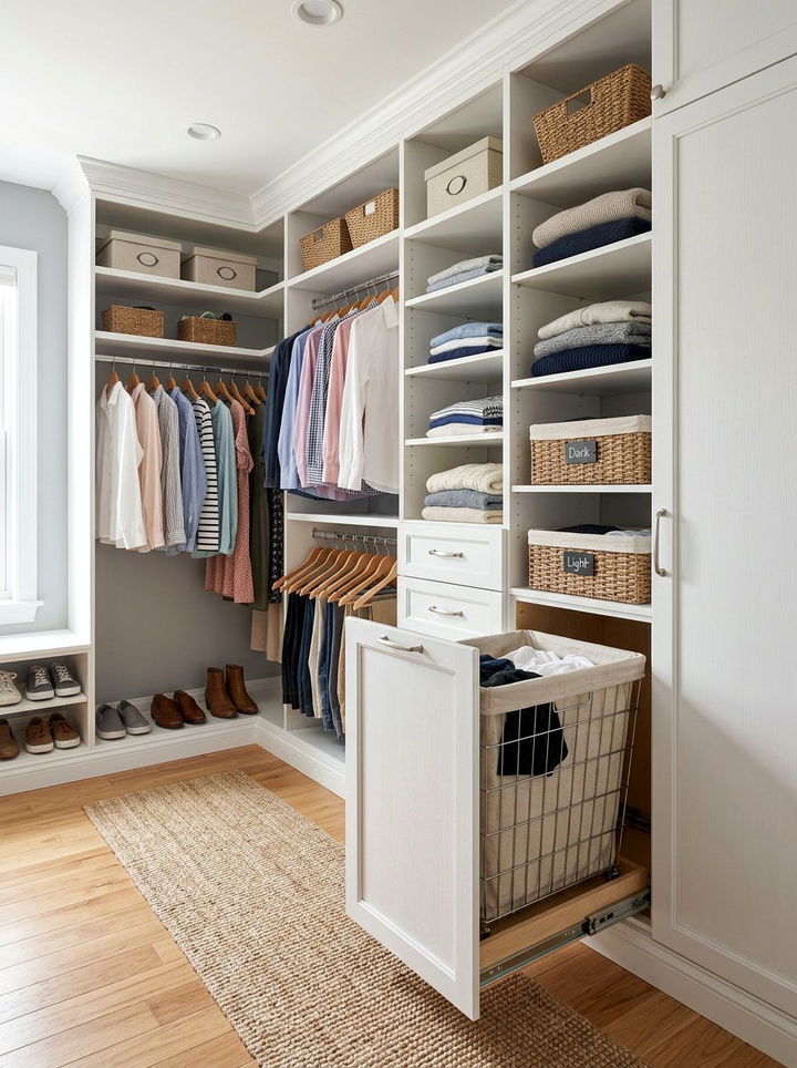Hidden Laundry Hamper - 30 bedroom concealed storage ideas