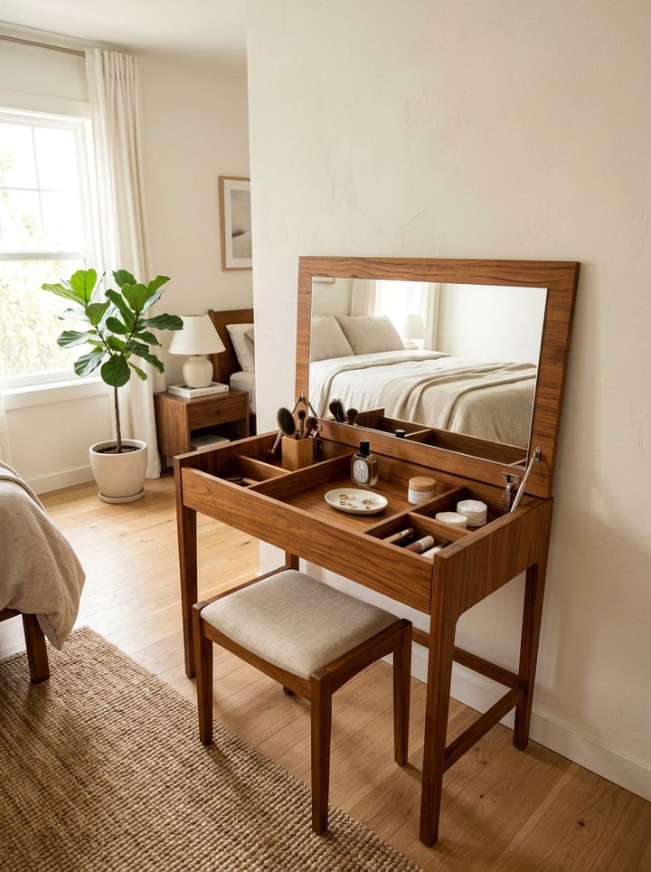 Hidden Mirror Vanity - 30 bedroom vanity ideas