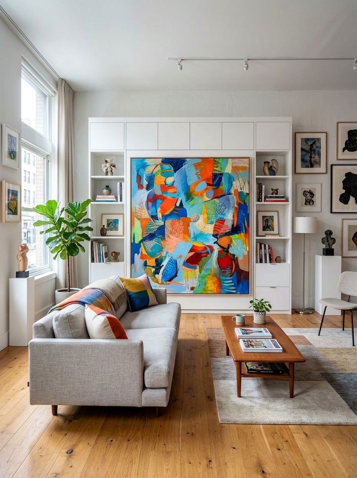 Hidden Murphy Bed Behind Artwork - 30 bedroom murphy beds