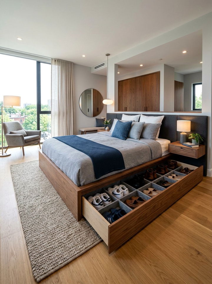 Hidden Shoe Storage Drawer - 30 bedroom shoe storage ideas