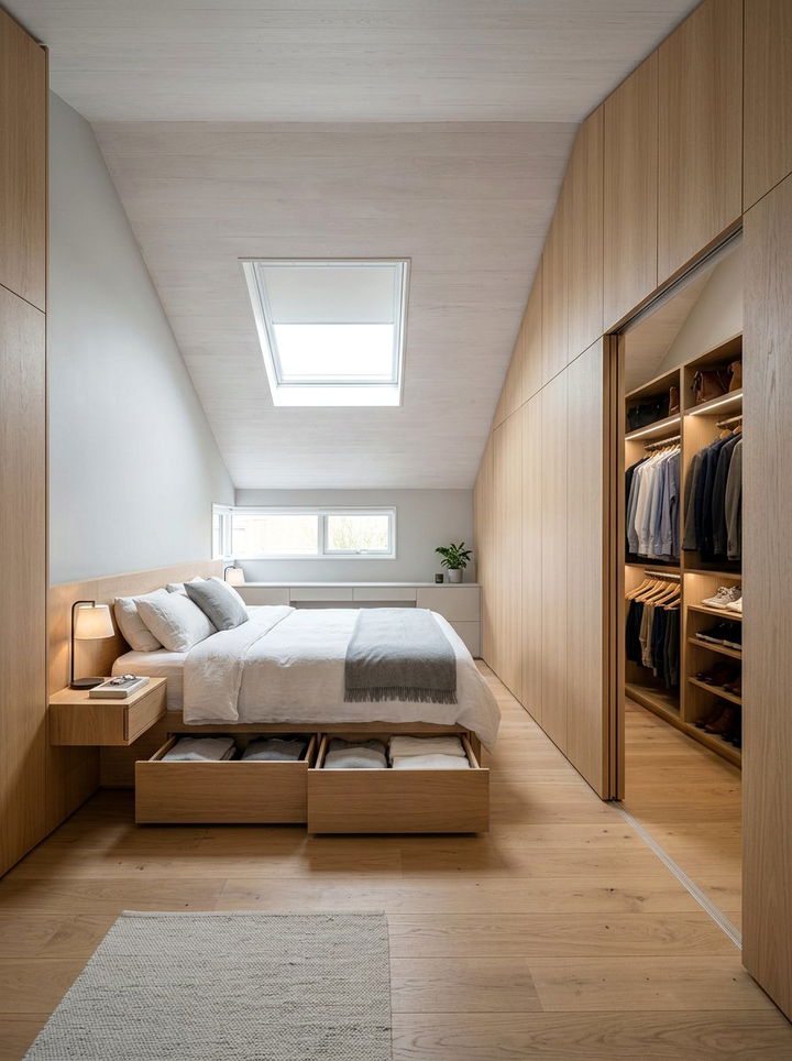 Hidden Storage Solutions - 30 sloped ceiling bedroom ideas