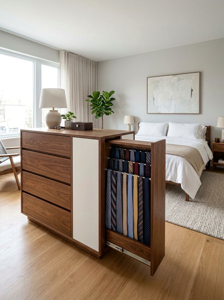 Hidden Tie Compartment - 30 bedroom tie storage ideas