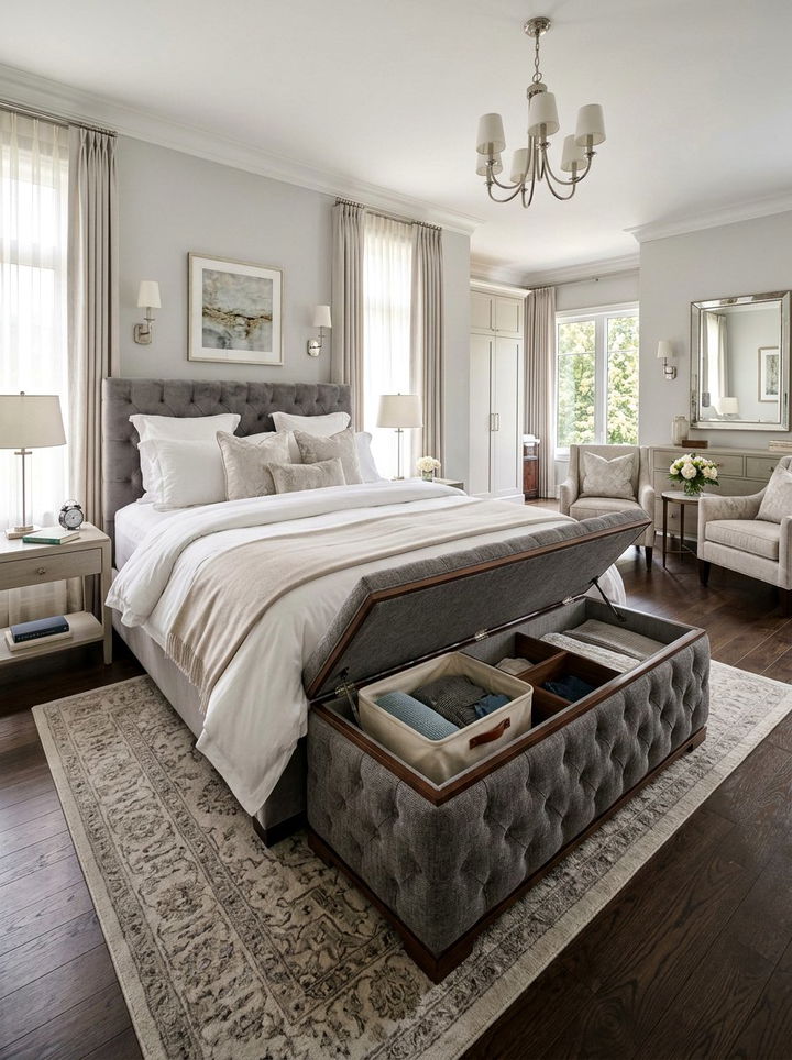 Hidden laundry storage - 30 bedroom dirty clothes storage ideas