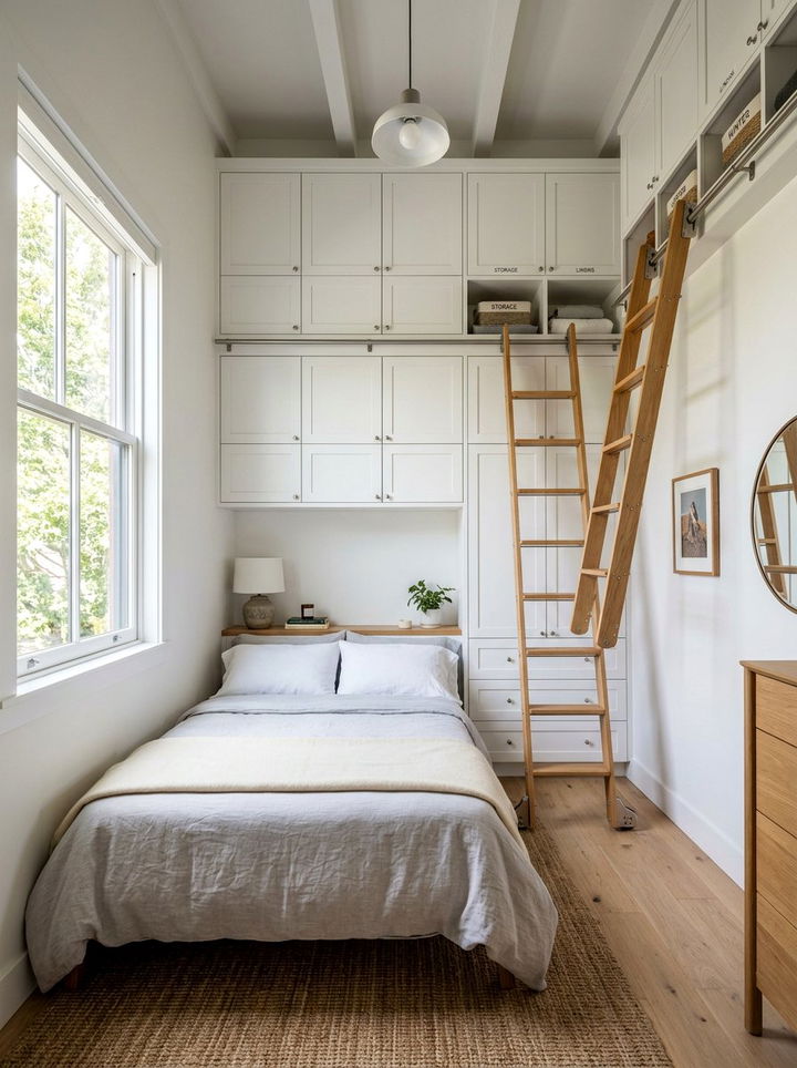 High Ceiling Storage - 30 narrow bedroom ideas