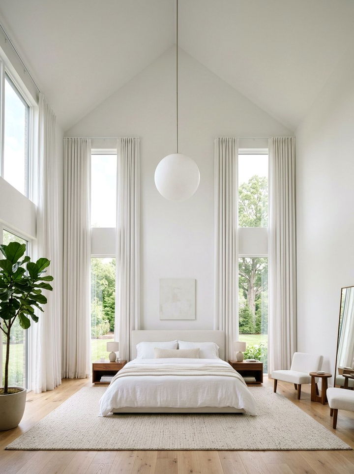 High Ceiling White Bedroom - 30 minimalist white bedroom ideas