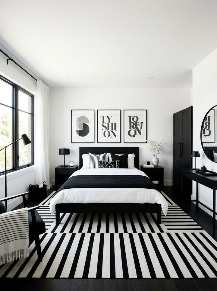 High Contrast Black And White Bedroom - 30 gender neutral bedroom ideas