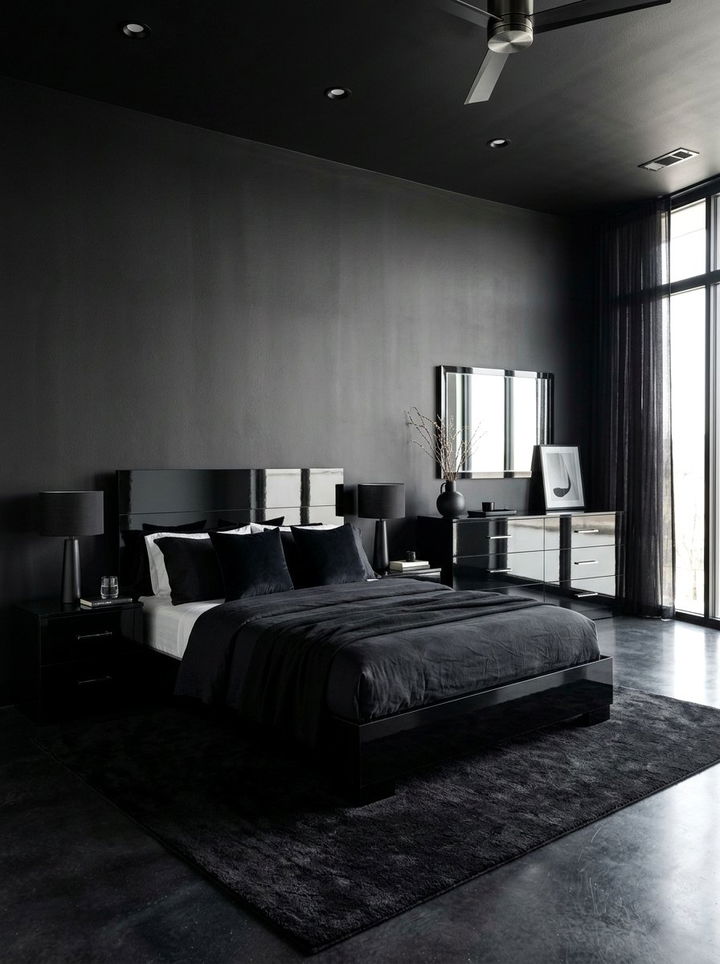 High Gloss Black Bedroom Furniture - 30 dark black bedroom ideas