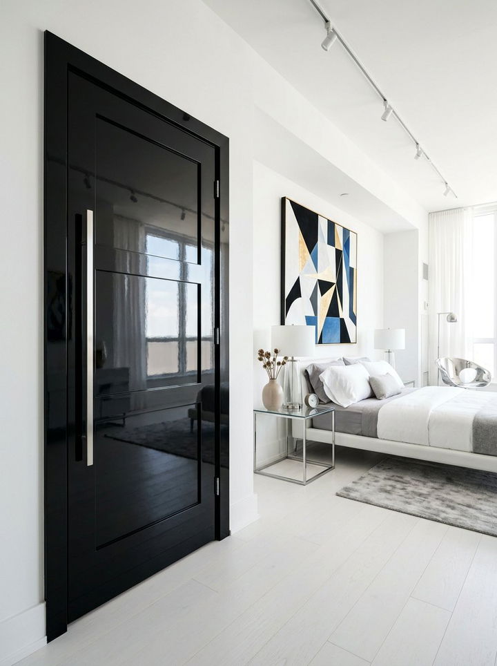 High Gloss Black Door - 30 bedroom barn doors