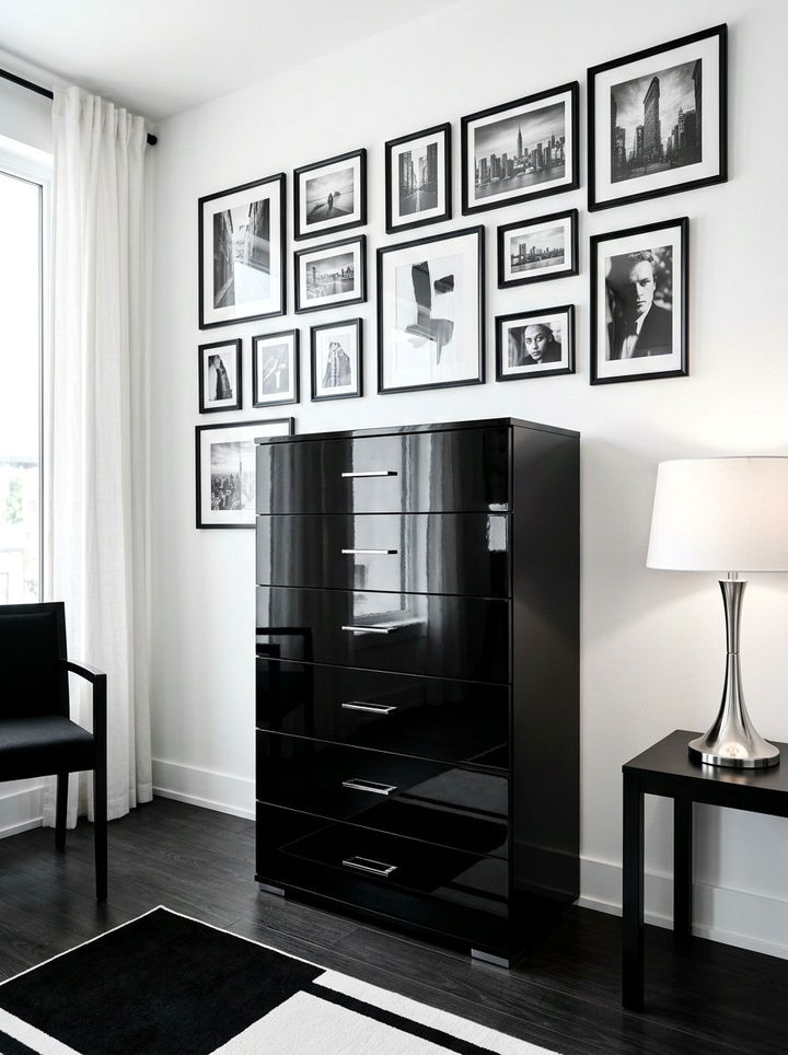 High Gloss Black Tall Dresser - 30 bedroom tall dressers