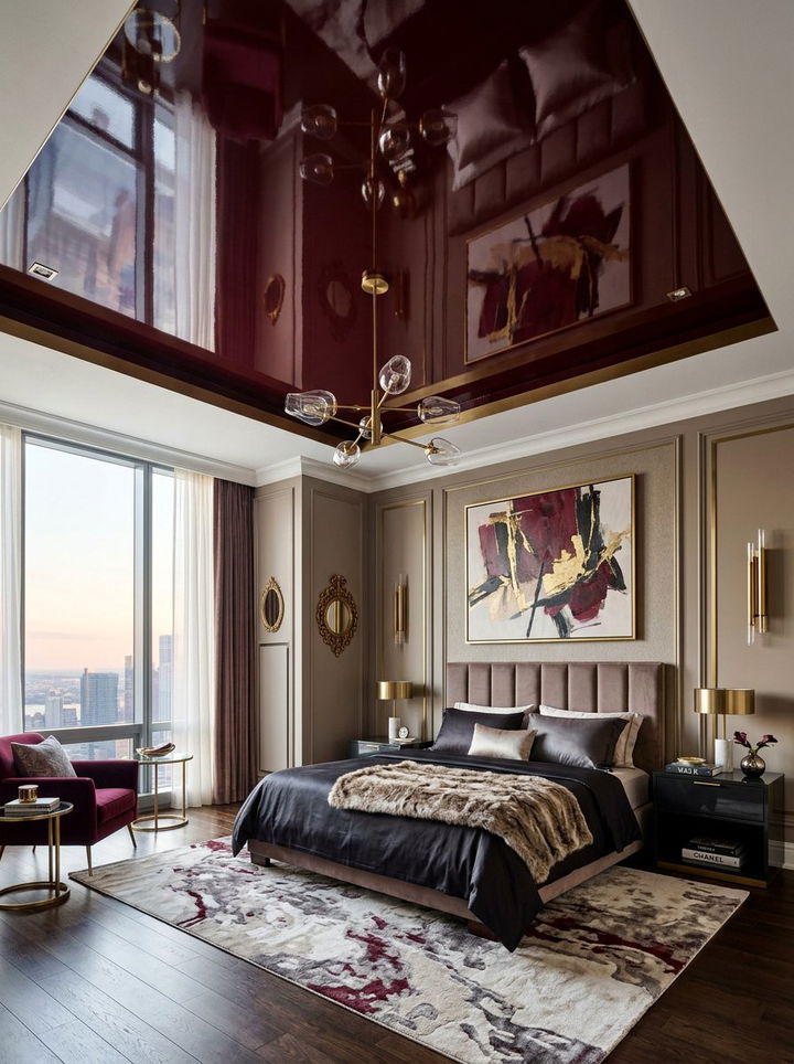 High Gloss Ceiling - 30 bedroom ceiling ideas
