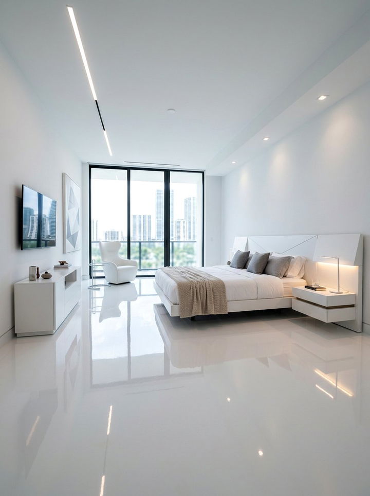 High Gloss Epoxy Floor - 30 bedroom flooring ideas