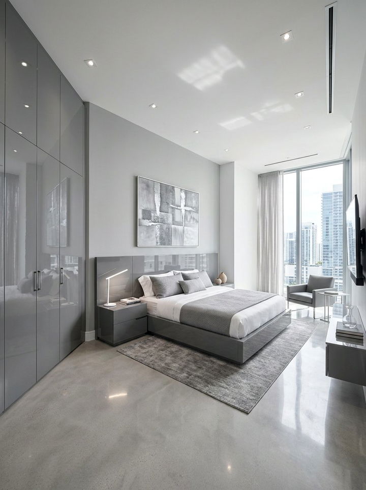 High Gloss Gray Bedroom - 30 gray bedroom furniture ideas