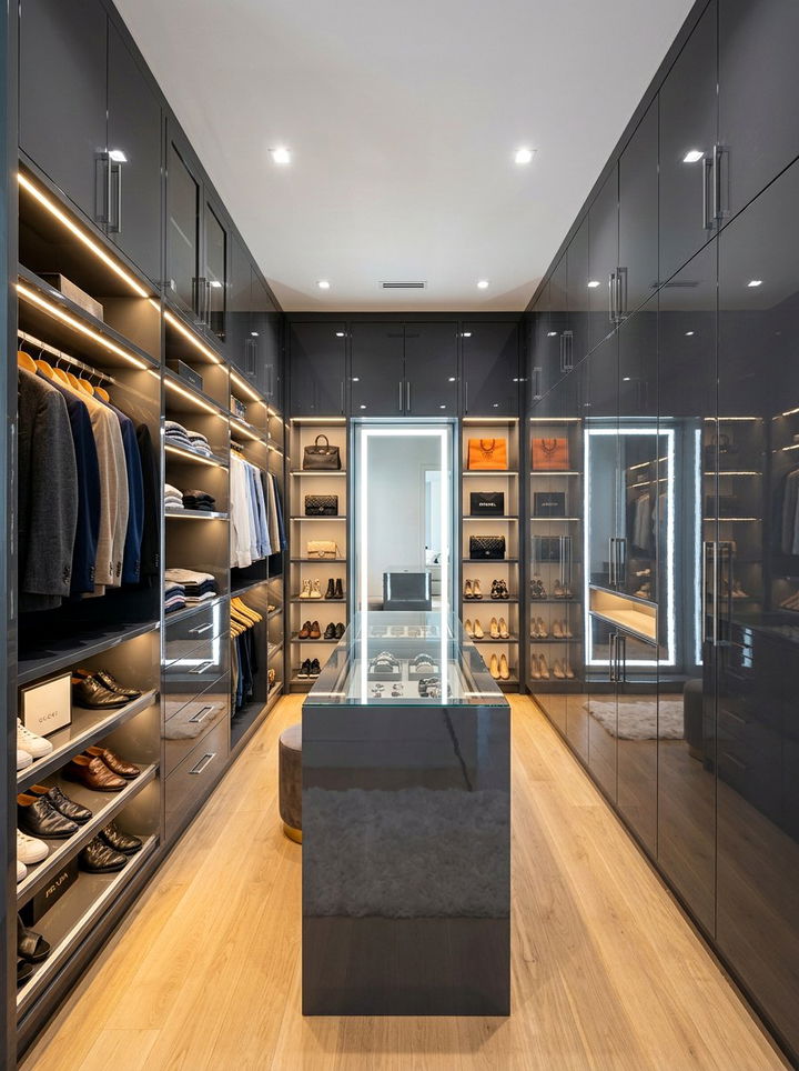 High Gloss Walk In Closet Finish - 30 bedroom walk-in closets